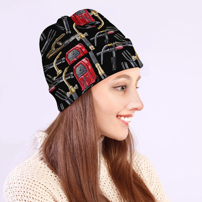 Welding Machine Pattern Print Beanie