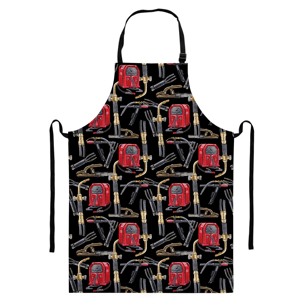 Welding Machine Pattern Print Bib Apron With Pocket