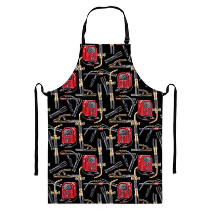 Welding Machine Pattern Print Bib Apron With Pocket