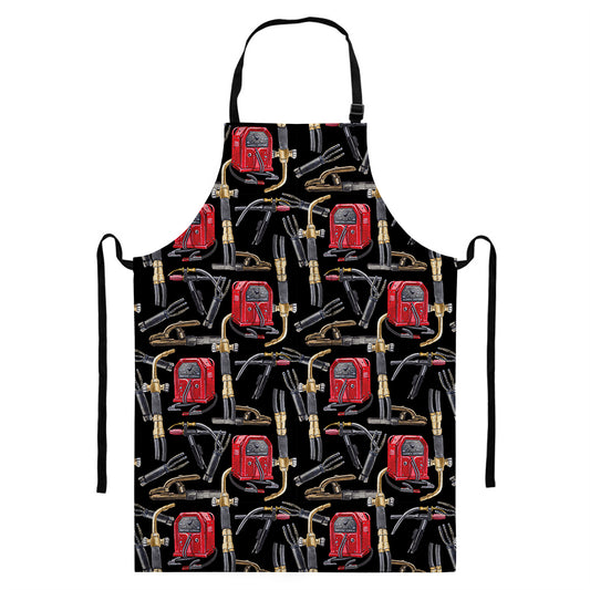 Welding Machine Pattern Print Bib Apron With Pocket