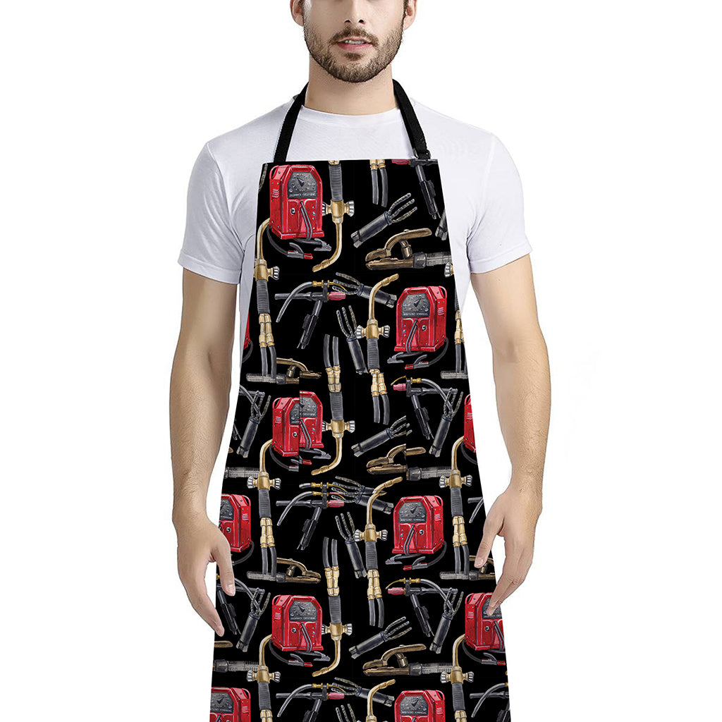Welding Machine Pattern Print Bib Apron With Pocket