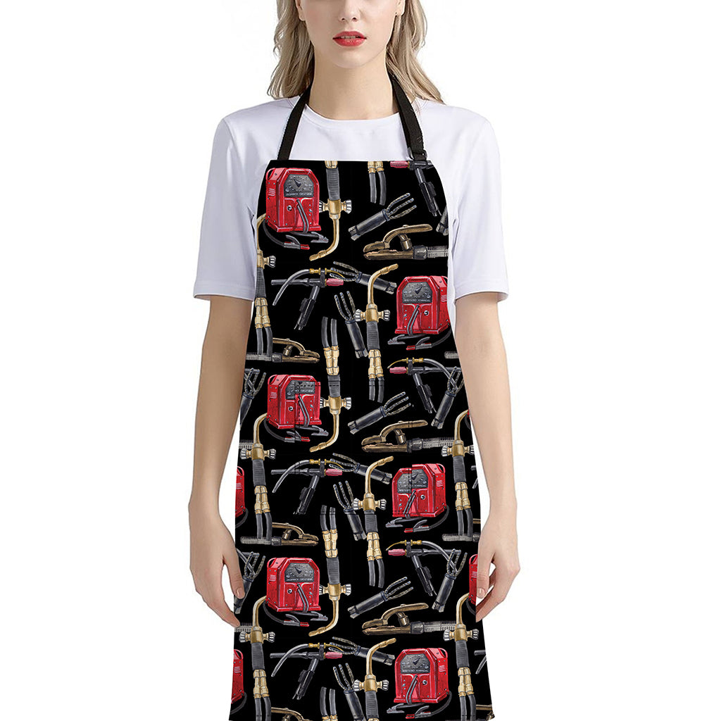 Welding Machine Pattern Print Bib Apron With Pocket
