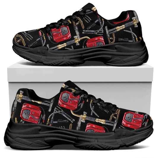 Welding Machine Pattern Print Black Chunky Shoes