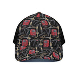 Welding Machine Pattern Print Black Mesh Trucker Cap