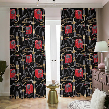 Welding Machine Pattern Print Blackout Pencil Pleat Curtains