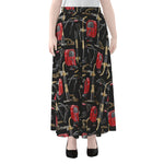 Welding Machine Pattern Print Chiffon Maxi Skirt