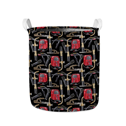 Welding Machine Pattern Print Collapsible Laundry Basket