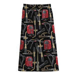 Welding Machine Pattern Print Cotton Front Slit Maxi Skirt