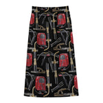 Welding Machine Pattern Print Cotton Front Slit Maxi Skirt