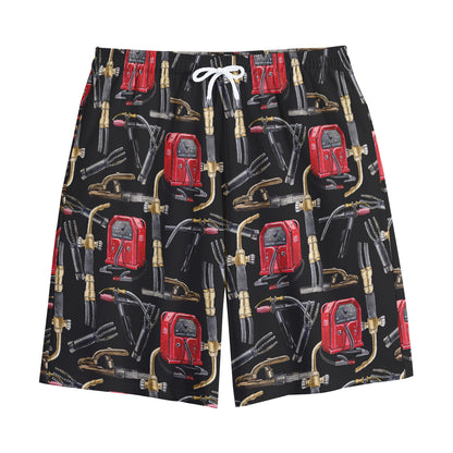 Welding Machine Pattern Print Cotton Shorts