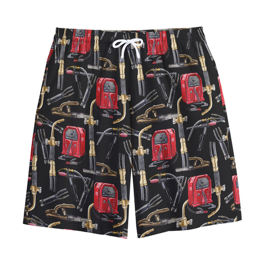 Welding Machine Pattern Print Cotton Shorts