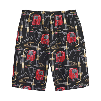 Welding Machine Pattern Print Cotton Shorts