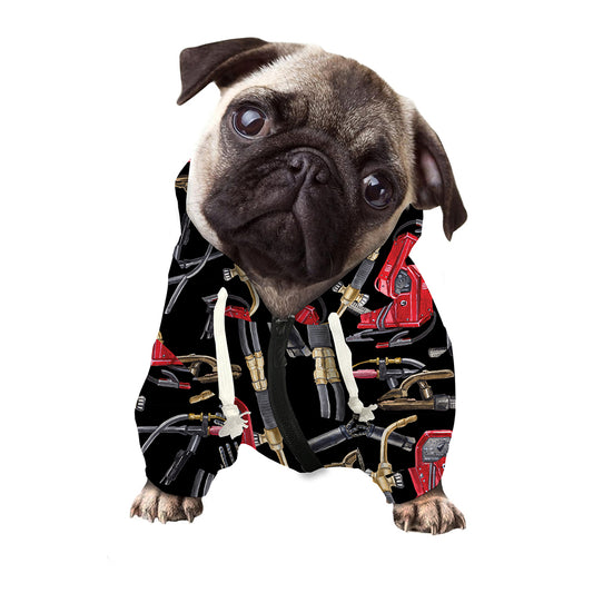 Welding Machine Pattern Print Dog Zip Up Hoodie