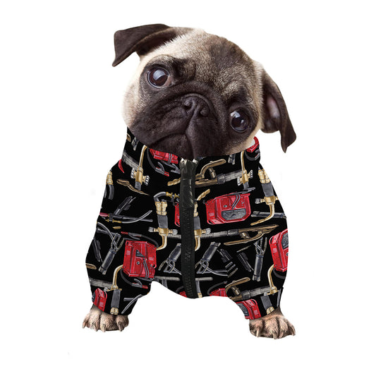 Welding Machine Pattern Print Dog Zip Up Jacket