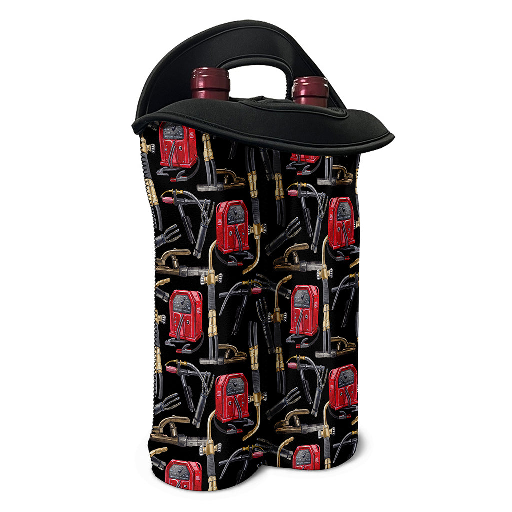 Welding Machine Pattern Print Double Neoprene Wine Tote