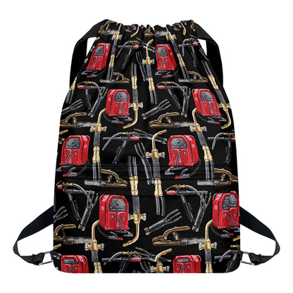 Welding Machine Pattern Print Drawstring Backpack