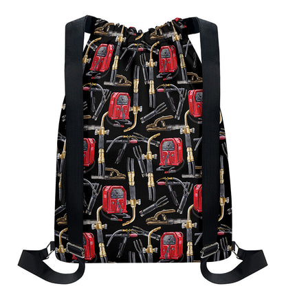 Welding Machine Pattern Print Drawstring Backpack