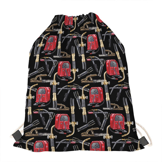 Welding Machine Pattern Print Drawstring Bag