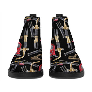 Welding Machine Pattern Print Flat Ankle Boots