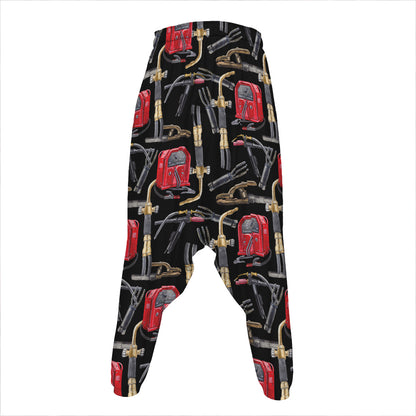 Welding Machine Pattern Print Hammer Pants
