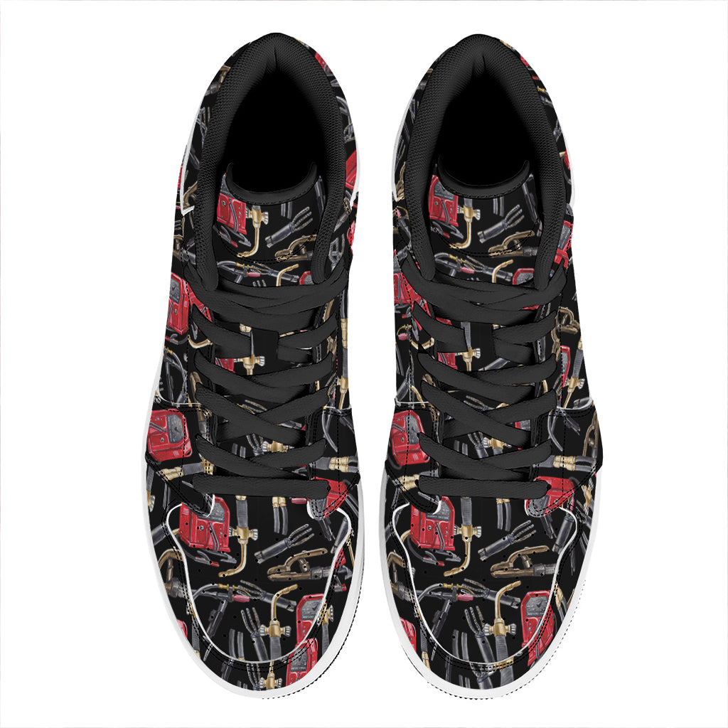 Welding Machine Pattern Print High Top Leather Sneakers