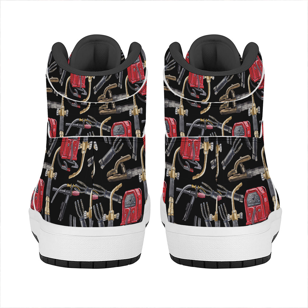 Welding Machine Pattern Print High Top Leather Sneakers