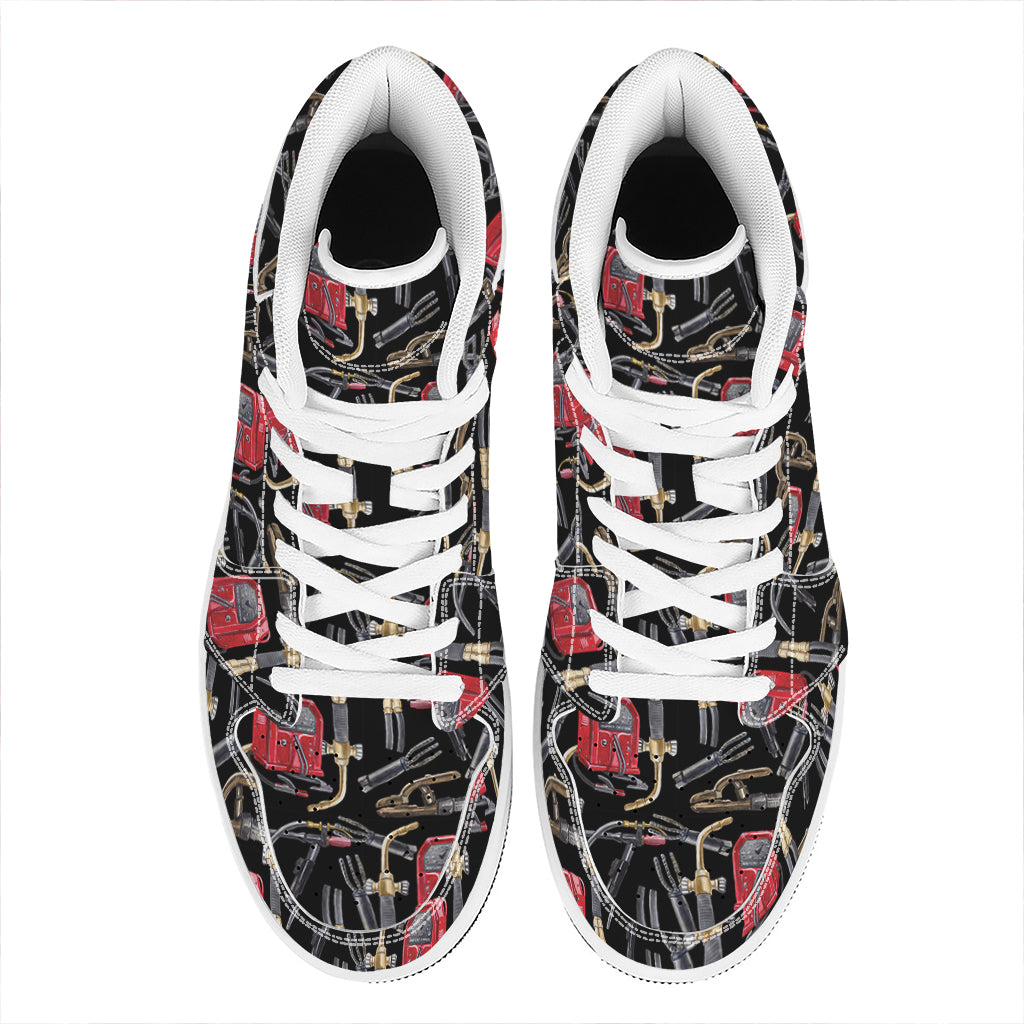 Welding Machine Pattern Print High Top Leather Sneakers