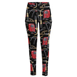 Welding Machine Pattern Print High-Waisted Pocket Leggings