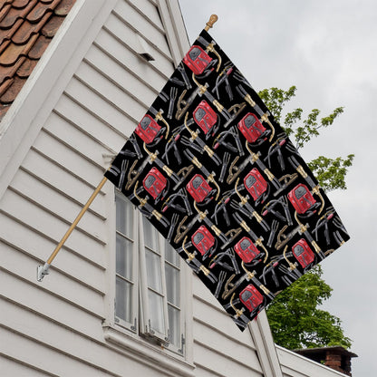 Welding Machine Pattern Print House Flag