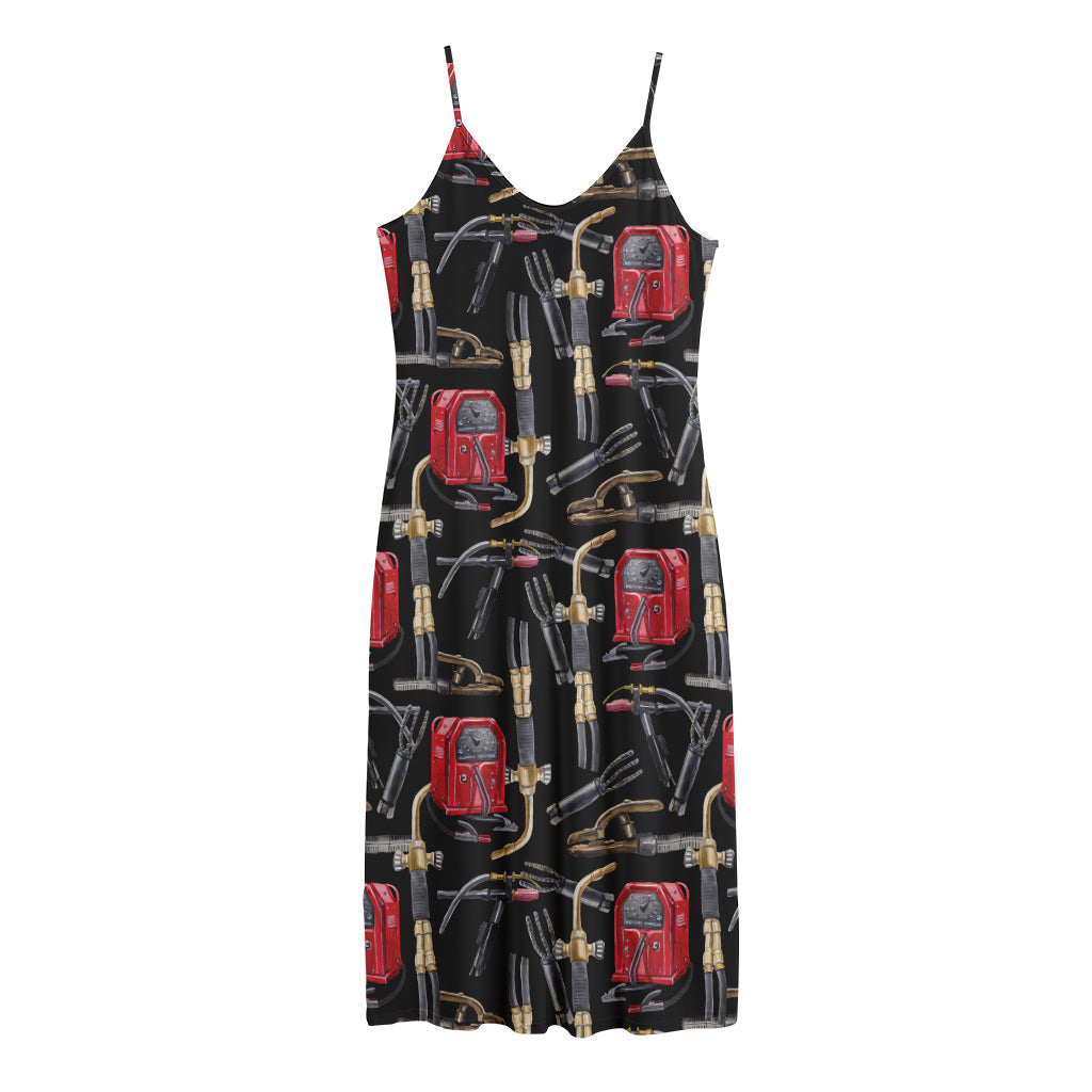 Welding Machine Pattern Print Jersey Midi Cami Dress