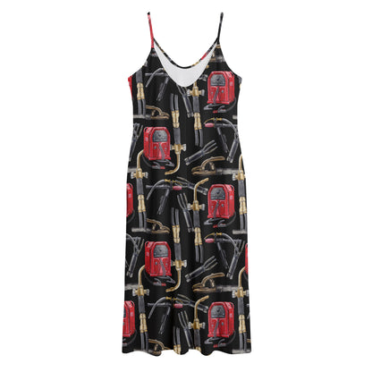 Welding Machine Pattern Print Jersey Midi Cami Dress