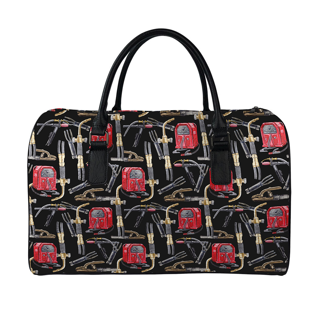 Welding Machine Pattern Print Leather Duffle Bag
