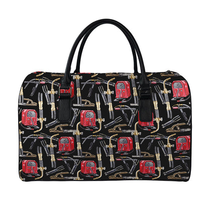 Welding Machine Pattern Print Leather Duffle Bag