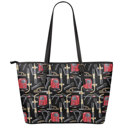 Welding Machine Pattern Print Leather Tote Bag