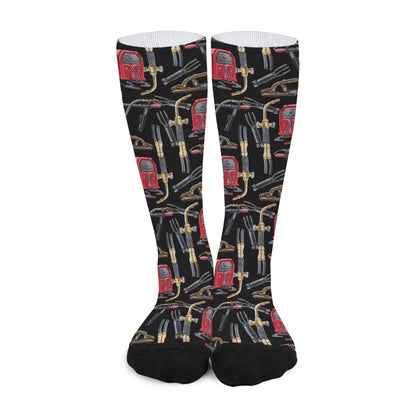 Welding Machine Pattern Print Long Socks