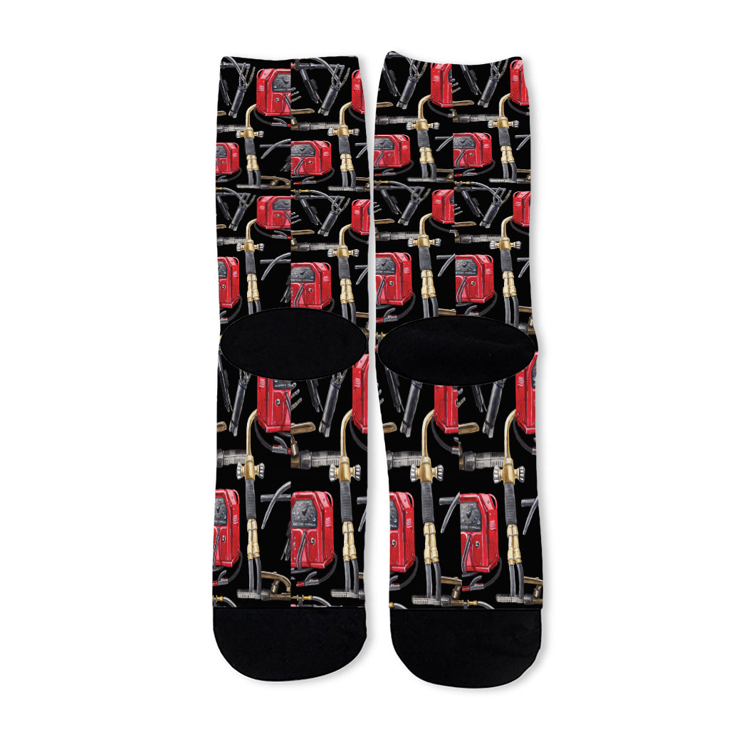 Welding Machine Pattern Print Long Socks