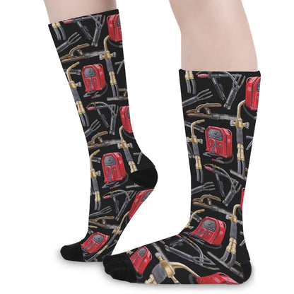 Welding Machine Pattern Print Long Socks