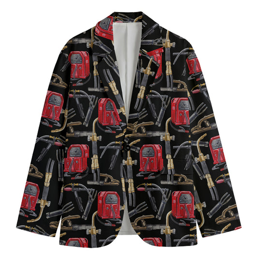Welding Machine Pattern Print Men's Blazer