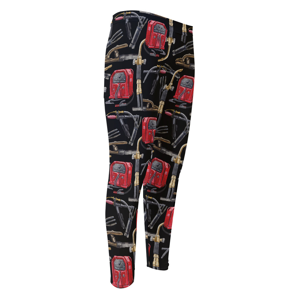 Welding Machine Pattern Print Men's Compression Pants