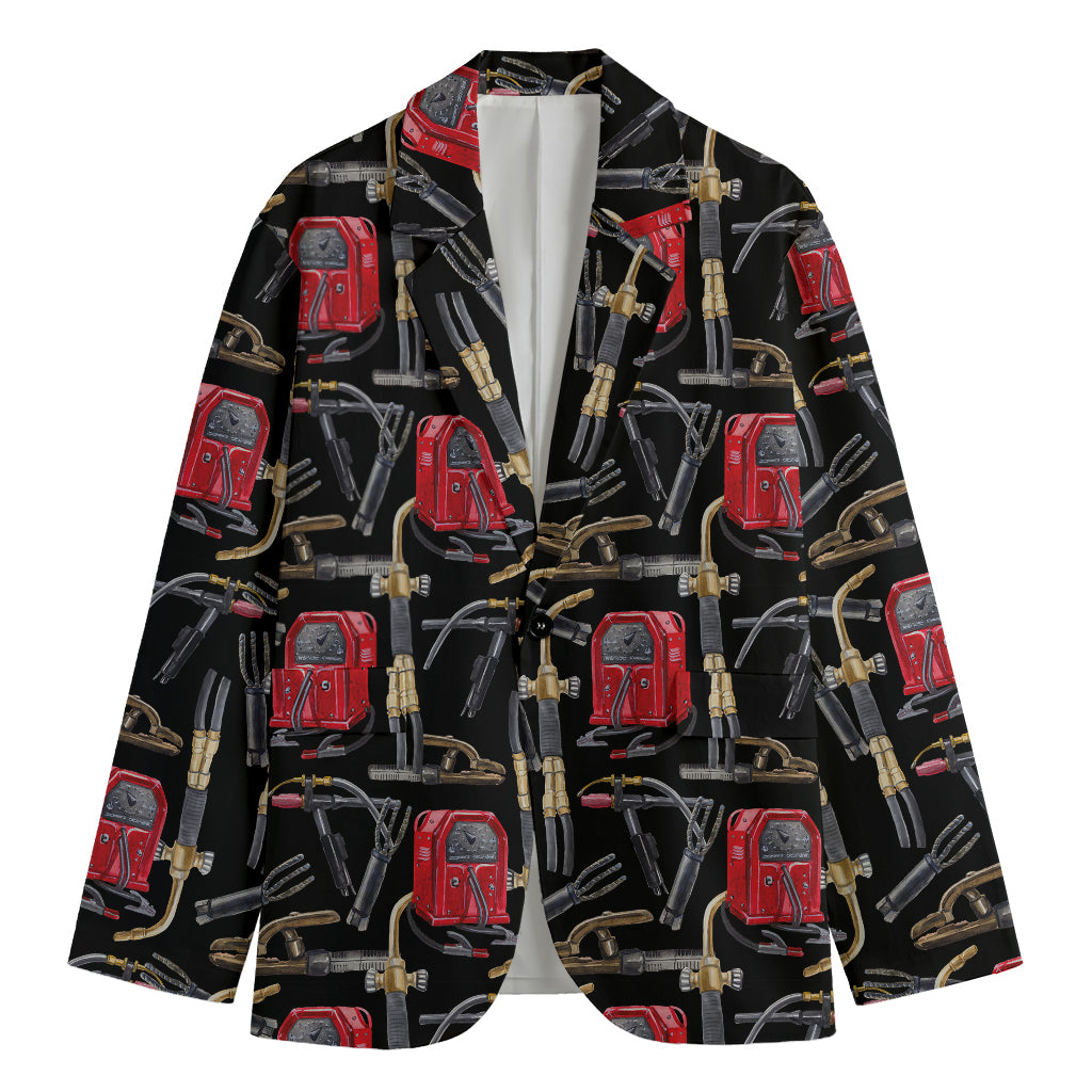 Welding Machine Pattern Print Men's Cotton Blazer