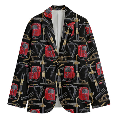 Welding Machine Pattern Print Men's Cotton Blazer