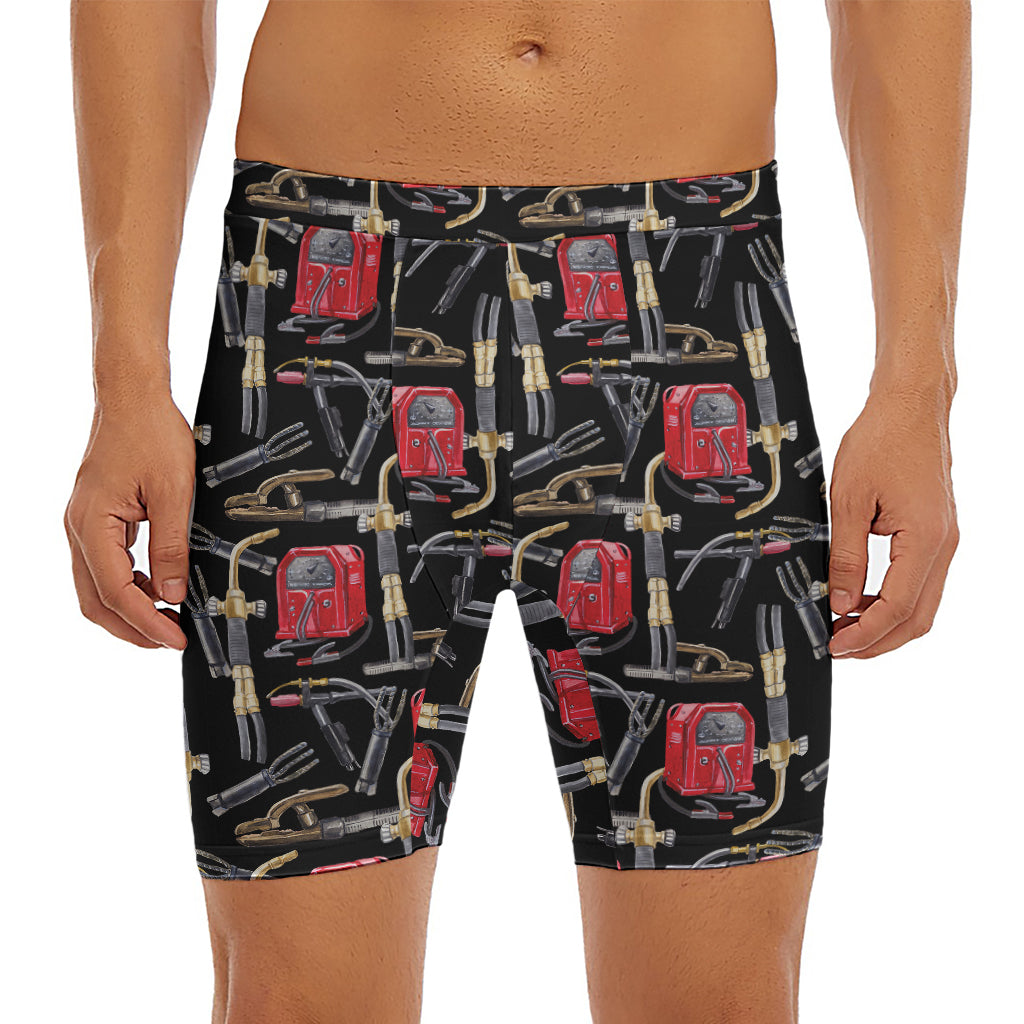 Welding Machine Pattern Print Men's Long Boxer Briefs