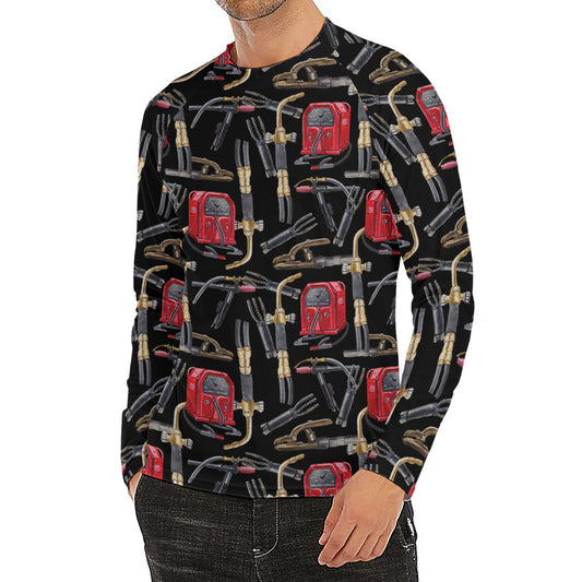 Welding Machine Pattern Print Men's Long Sleeve Rash Guard