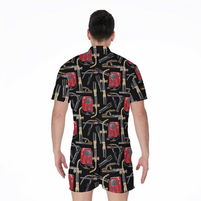 Welding Machine Pattern Print Men's Rompers