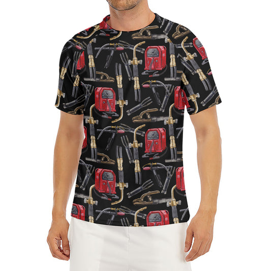 Welding Machine Pattern Print Men's Short Sleeve Rash Guard