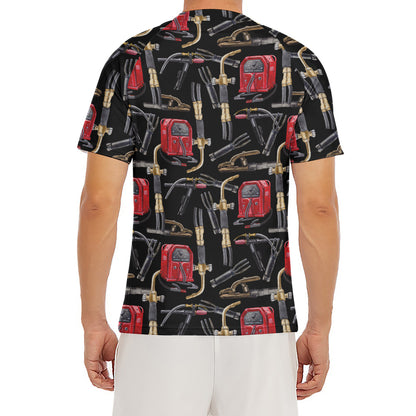 Welding Machine Pattern Print Men's Short Sleeve Rash Guard