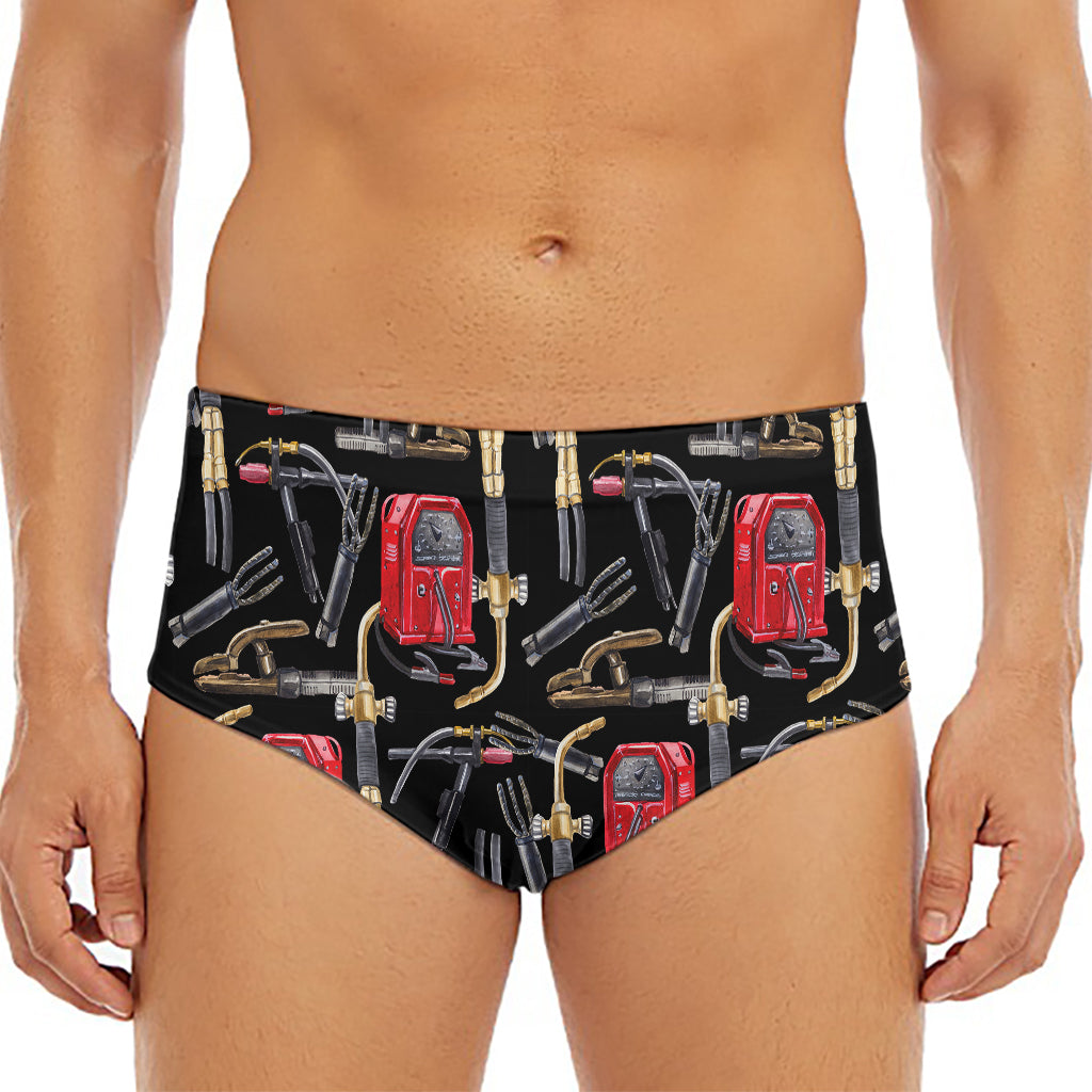 Welding Machine Pattern Print Men's Triangle Swim Briefs