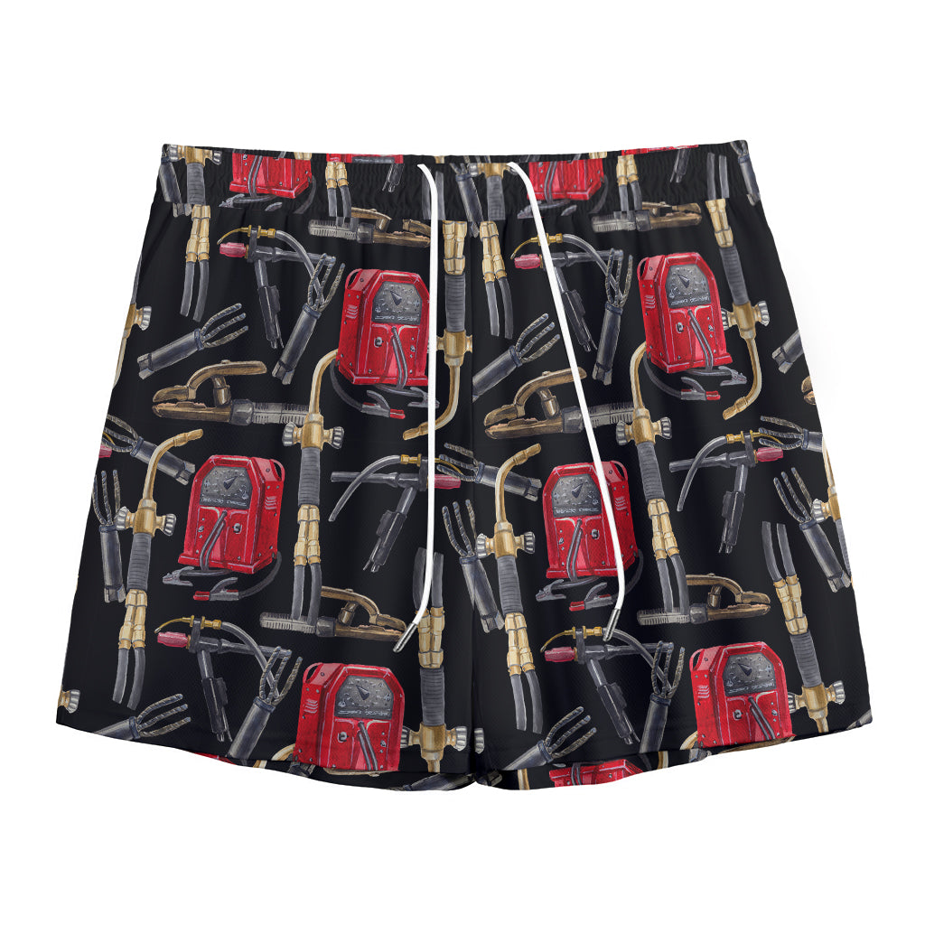 Welding Machine Pattern Print Mesh Shorts