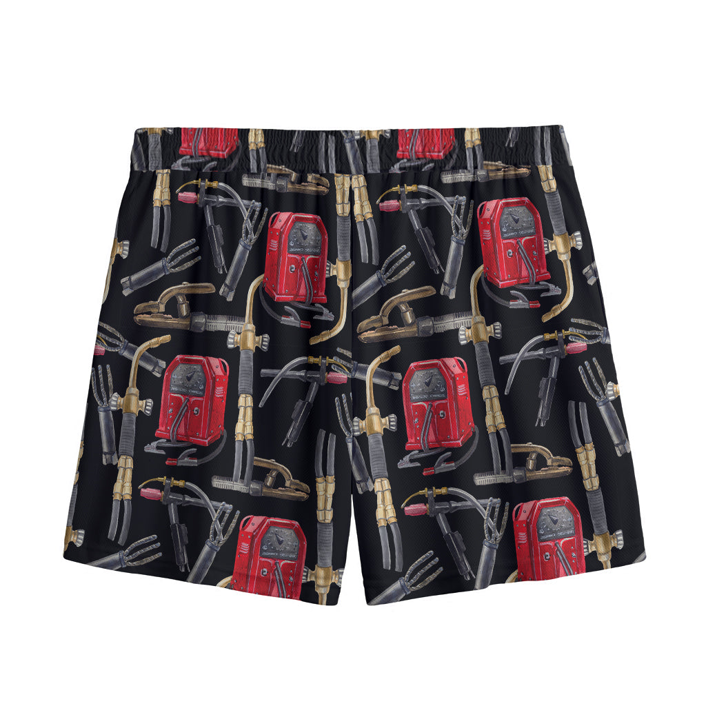 Welding Machine Pattern Print Mesh Shorts