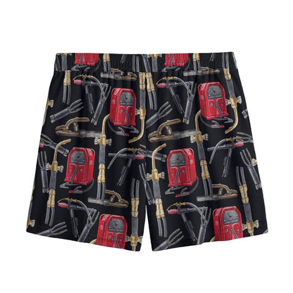 Welding Machine Pattern Print Mesh Shorts
